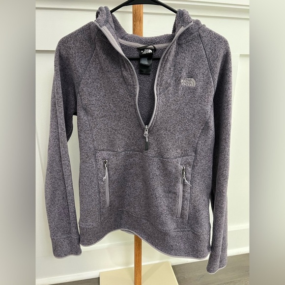 The North Face Heathered Gray/Purple Half-Zip Pullover Hoodie Women’s sz Med - Picture 1 of 7